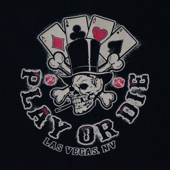 Steve & Barrys Play Or Die, Las Vegas Nevada, Skull Black Jack Tee Shirt Sz XXL - Picture 3 of 5